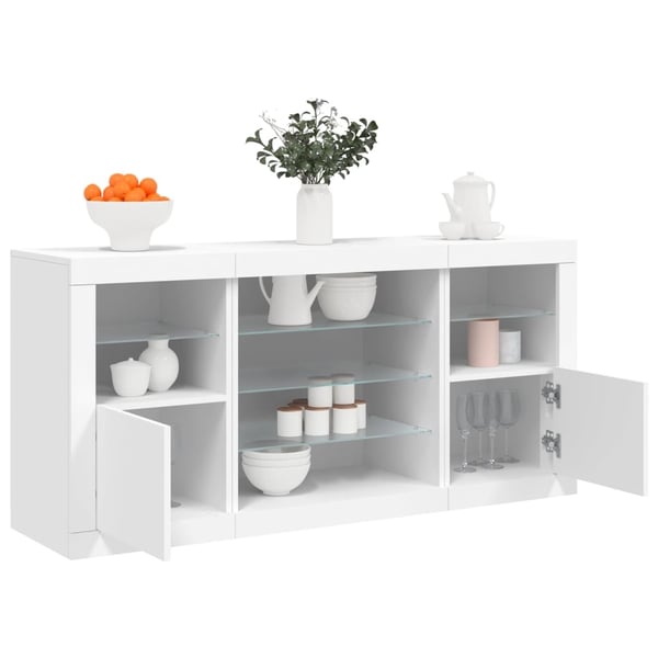 vidaXL skænk med LED-lys 142,5x37x67 cm hvid