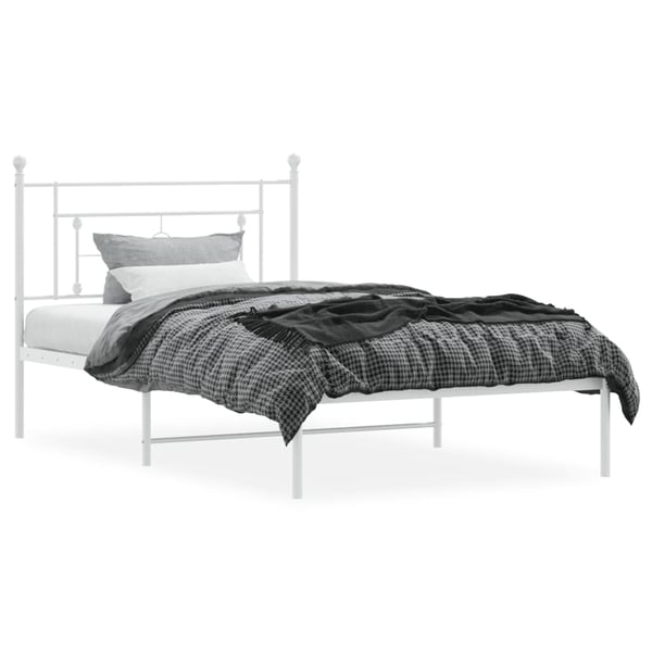 vidaXL Sengeramme i metall med hodegavl hvit 107x203 cm
