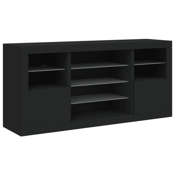 vidaXL skænk med LED-lys 142,5x37x67 cm sort