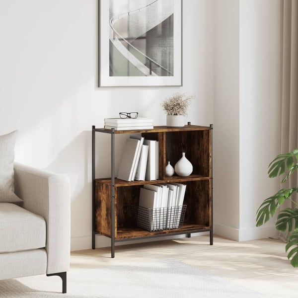 vidaXL bogreol 72x28x77,5 cm konstrueret træ røget egetræsfarve