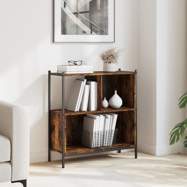 vidaXL bogreol 72x28x77,5 cm konstrueret træ røget egetræsfarve