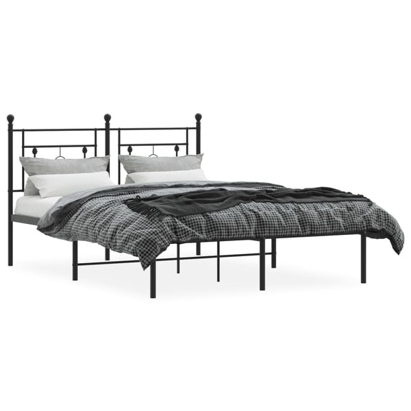 vidaXL Sengeramme i metall med hodegavl svart 135x190 cm