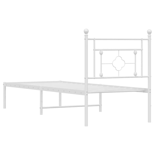 vidaXL Sengeramme i metall med hodegavl hvit 80x200 cm