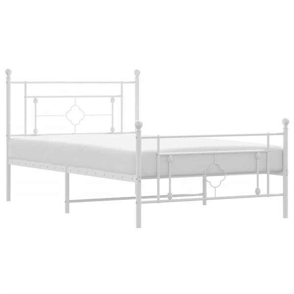 vidaXL Sengeramme i metall med hode- og fotgavl hvit 107x203 cm