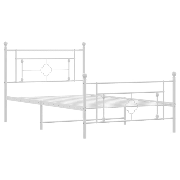 vidaXL Sengeramme i metall med hode- og fotgavl hvit 107x203 cm