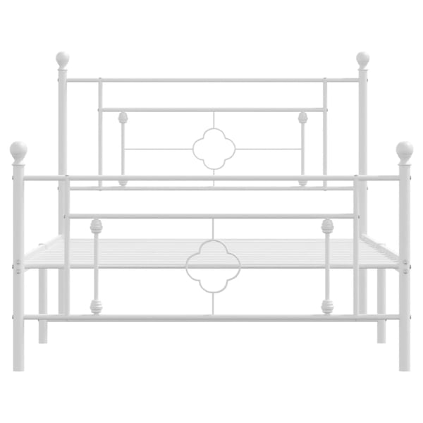 vidaXL Sengeramme i metall med hode- og fotgavl hvit 107x203 cm