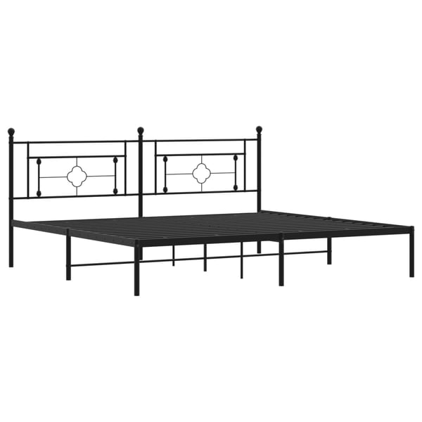 vidaXL Sengeramme i metall med sengegavl svart 193x203 cm