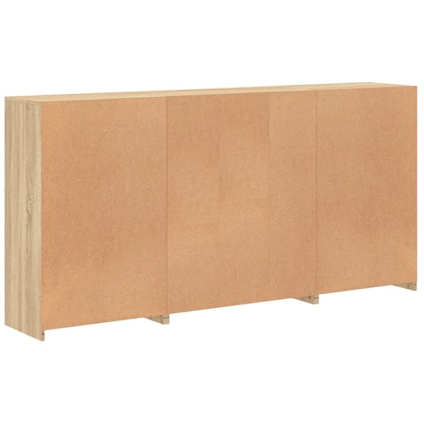vidaXL Skjenk med LED-lys sonoma eik 202x37x100 cm