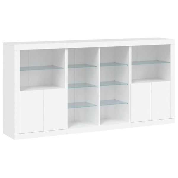 vidaXL Skjenk med LED-lys hvit 202x37x100 cm