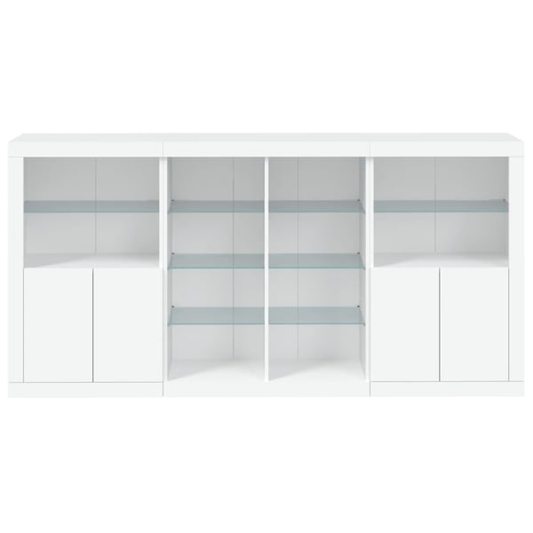 vidaXL Skjenk med LED-lys hvit 202x37x100 cm