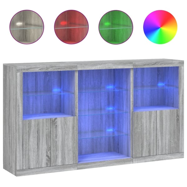 vidaXL Senkki LED-valoilla harmaa Sonoma 181,5x37x100 cm