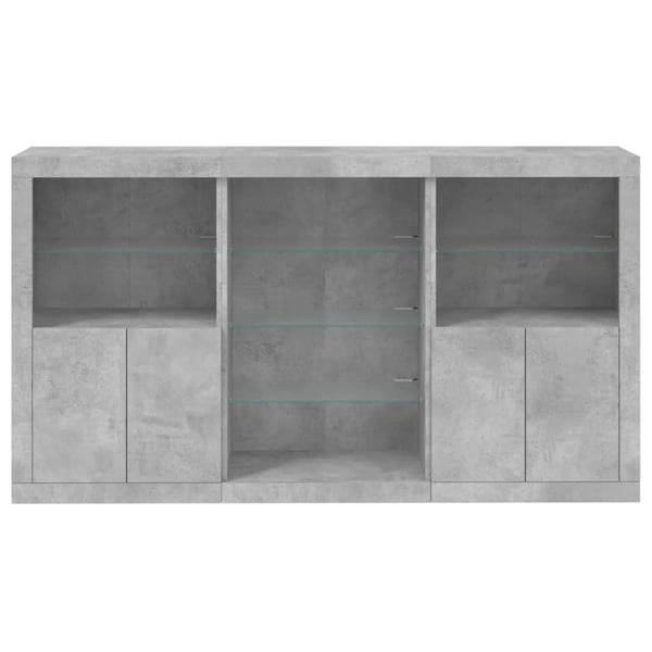 vidaXL Skjenk med LED-lys betonggrå 181,5x37x100 cm