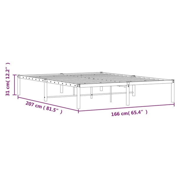 vidaXL Sengeramme i metall hvit 160x200 cm