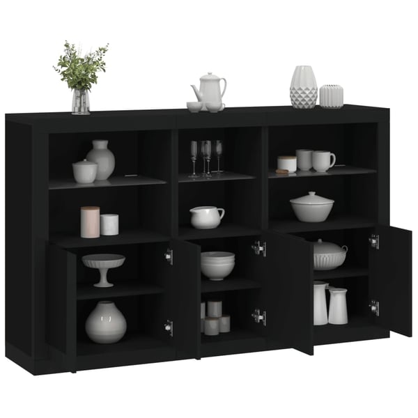 vidaXL skænk med LED-lys 162x37x100 cm sort