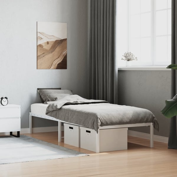 vidaXL Sengeramme i metall hvit 75x190 cm