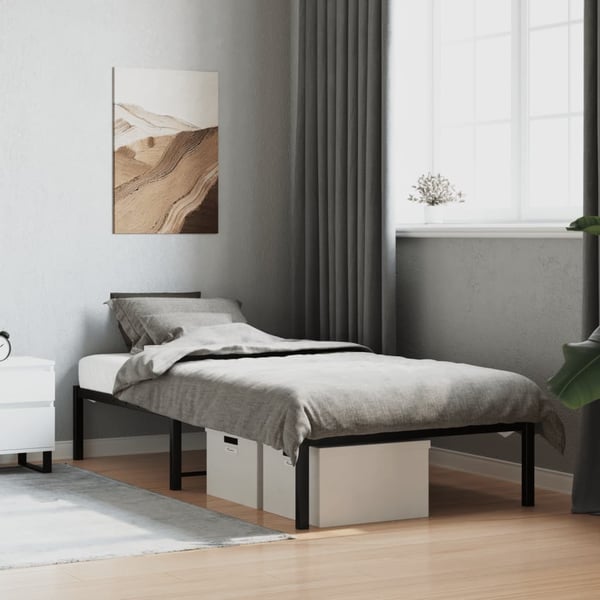vidaXL sengeramme 90x200 cm metal sort