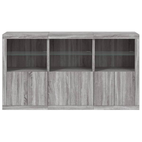 vidaXL Skjenk med LED-lys grå sonoma 181,5x37x100 cm