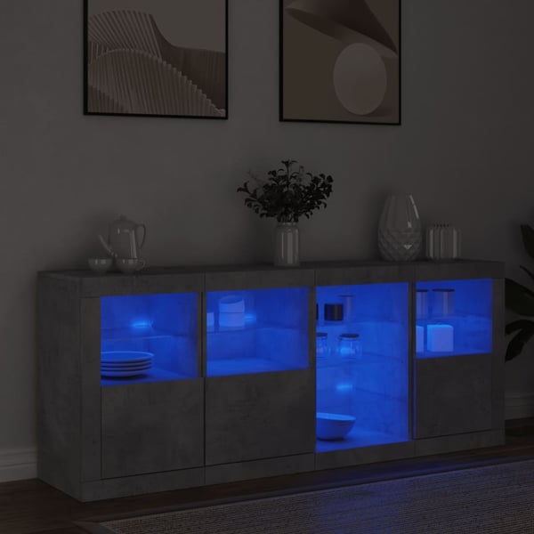 vidaXL Skjenk med LED-lys betonggrå 164x37x67 cm