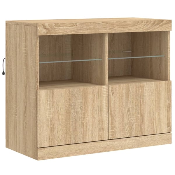 vidaXL Skjenk med LED-lys sonoma eik 163x37x67 cm