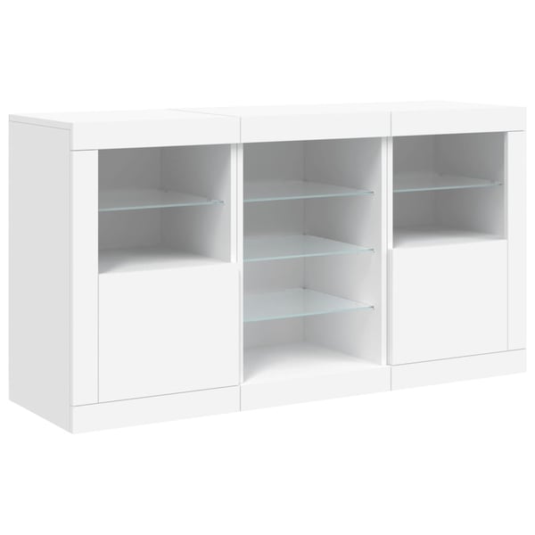 vidaXL Skjenk med LED-lys hvit 123x37x67 cm