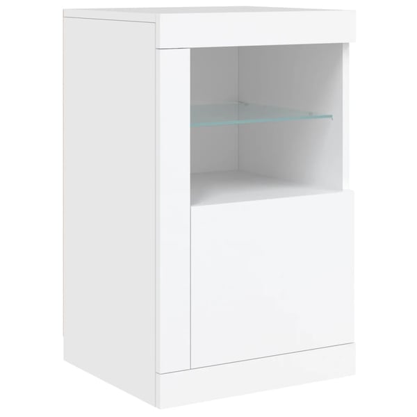 vidaXL Skjenk med LED-lys hvit 123x37x67 cm