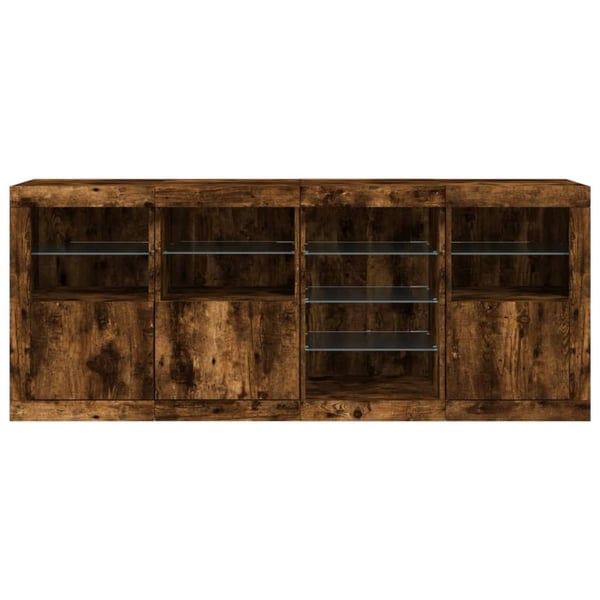 vidaXL Skjenk med LED-lys røkt eik 164x37x67 cm