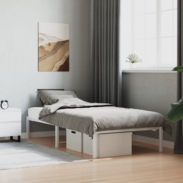 vidaXL Sengeramme i metall hvit 90x190 cm