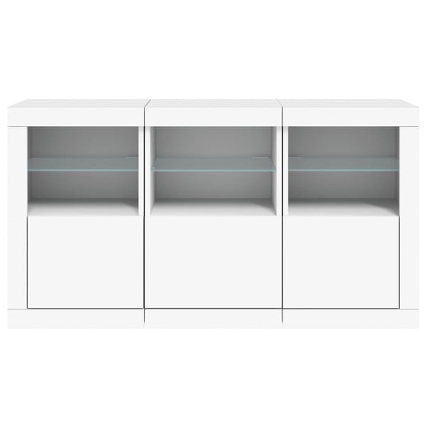 vidaXL Skjenk med LED-lys hvit 123x37x67 cm