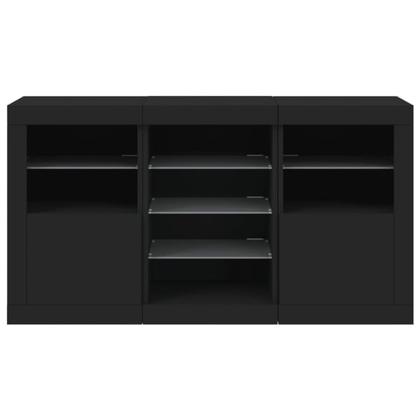 vidaXL Skjenk med LED-lys svart 123x37x67 cm