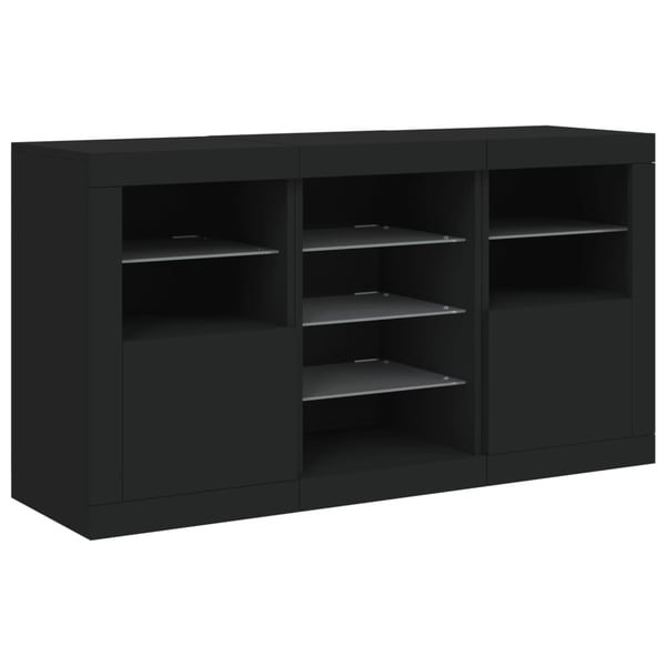 vidaXL Skjenk med LED-lys svart 123x37x67 cm