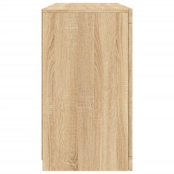 vidaXL Skjenk med LED-lys sonoma eik 123x37x67 cm