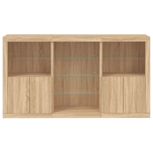 vidaXL skænk med LED-lys 181,5x37x100 cm sonoma-eg