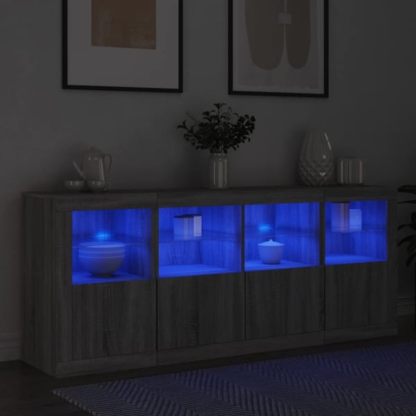 vidaXL Senkki LED-valoilla harmaa Sonoma 163x37x67 cm