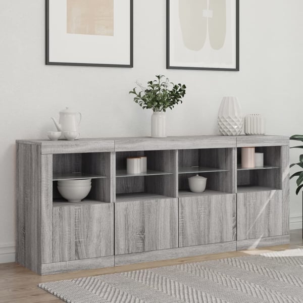 vidaXL Senkki LED-valoilla harmaa Sonoma 163x37x67 cm