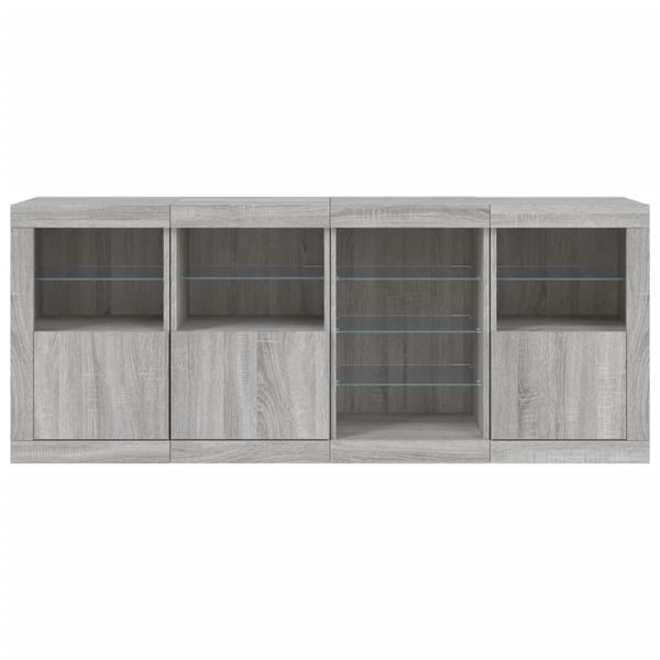vidaXL Skjenk med LED-lys grå sonoma 164x37x67 cm