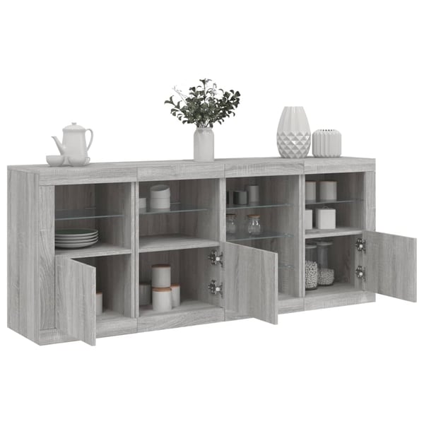 vidaXL skænk med LED-lys 164x37x67 cm grå sonoma-eg