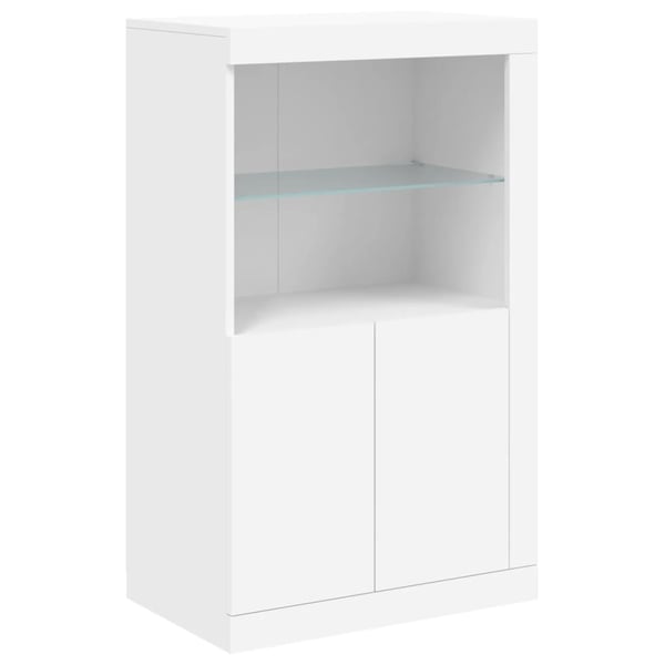 vidaXL Skjenk med LED-lys hvit 162x37x100 cm