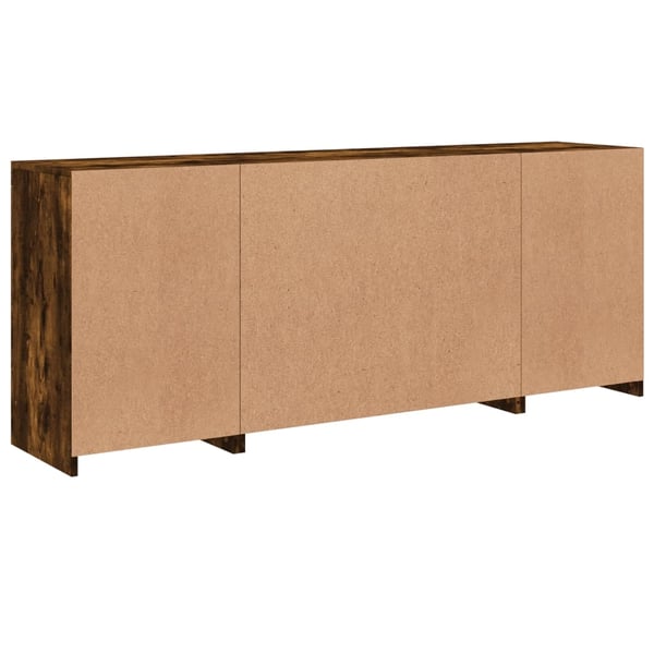 vidaXL Skjenk med LED-lys røkt eik 163x37x67 cm