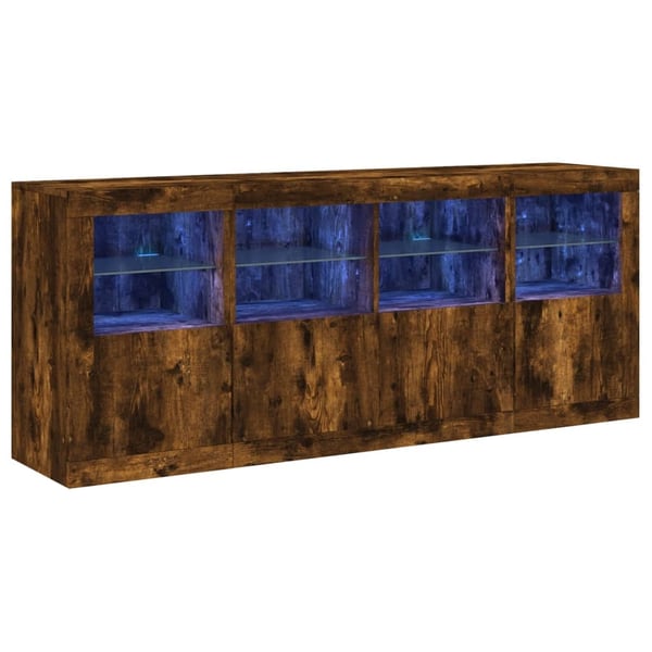 vidaXL Skjenk med LED-lys røkt eik 163x37x67 cm