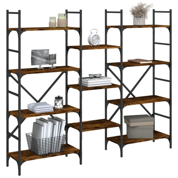 vidaXL bogreol 160x28,5x136,5 cm konstrueret træ røget egetræsfarve