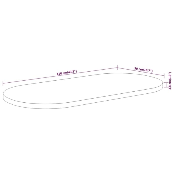 vidaXL bordplade 110x50x3,8 cm oval massivt akacietræ