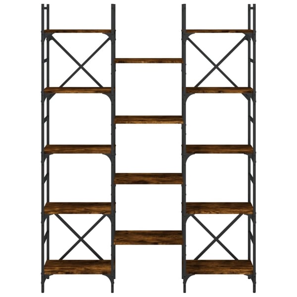 vidaXL Bokhylle røkt eik 127,5x28,5x172,5 cm konstruert tre