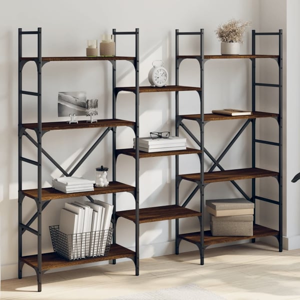 vidaXL bogreol 160x28,5x136,5 cm konstrueret træ brun egetræsfarve