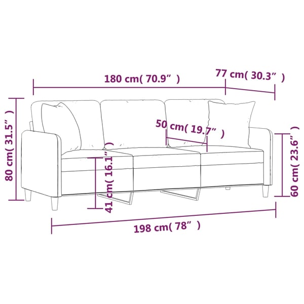 vidaXL 3-personers sofa med pyntepuder 180 cm stof mørkegrå