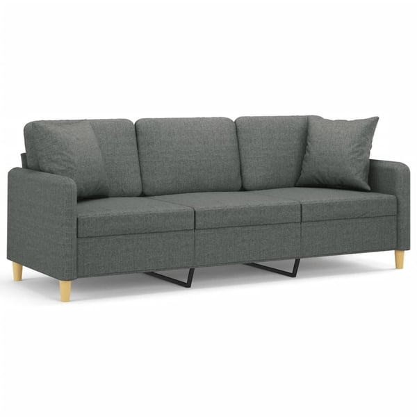 vidaXL 3-personers sofa med pyntepuder 180 cm stof mørkegrå