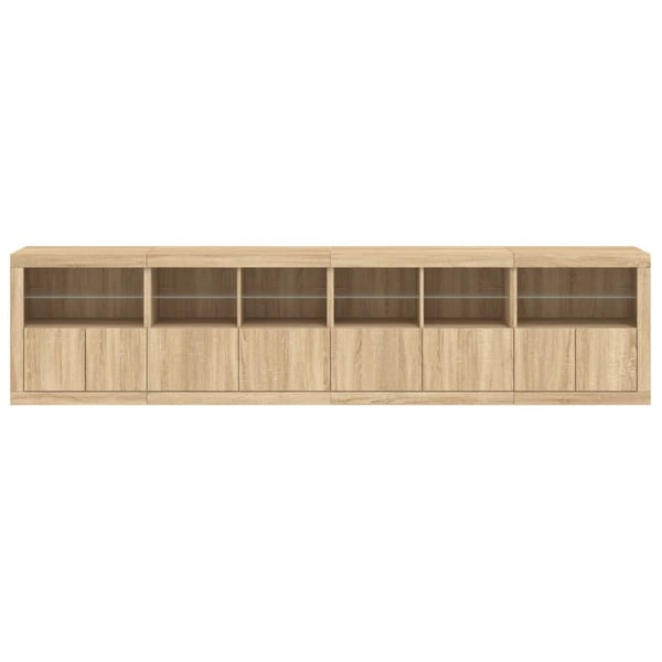 vidaXL Skjenk med LED-lys sonoma eik 283x37x67 cm