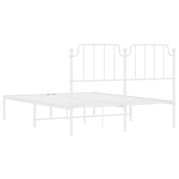 vidaXL Sengeramme i metall med sengegavl hvit 150x200 cm