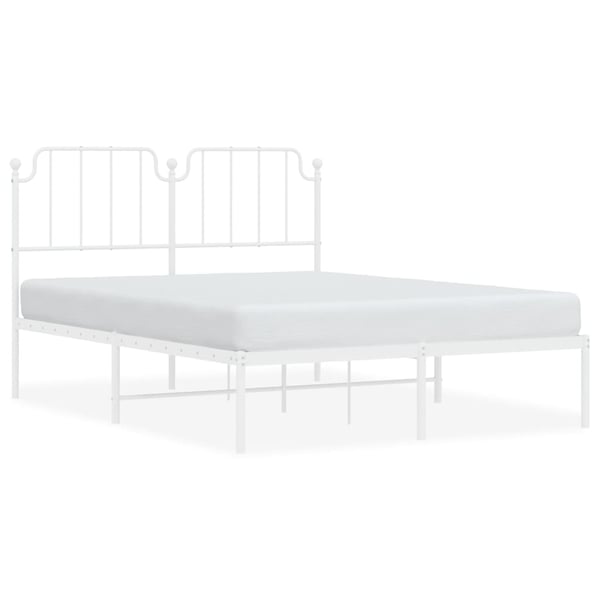 vidaXL Sengeramme i metall med sengegavl hvit 150x200 cm