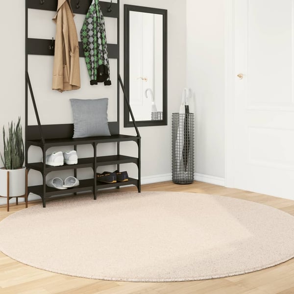 vidaXL gulvtæppe HUARTE Ø 200 cm kort luv og vaskbart beige
