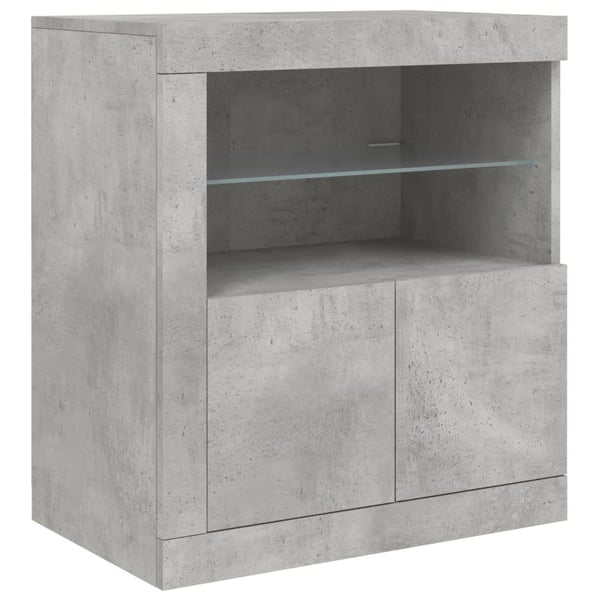 vidaXL Skjenk med LED-lys betonggrå 181,5x37x67 cm